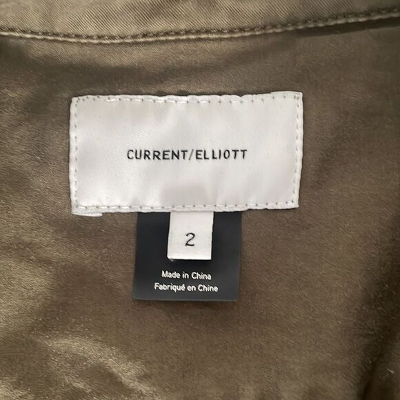 Current/Elliott women’s button up top / light jacket olive green‎ raw edge 2/M - Picture 10 of 15